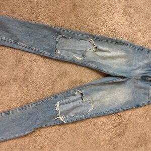 Men's Distressed Blue Jeans